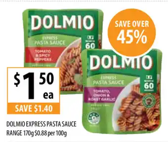 Supabarn Dolmio Express Pasta Sauce Range 170g offer