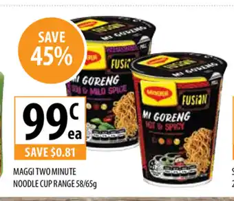 Supabarn Maggi Two Minute Noodle Cup Range 58/65g offer