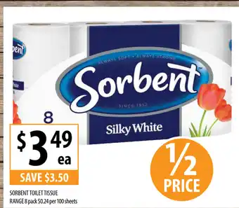 Supabarn Sorbent Toilet Tissue Range 8 pack offer