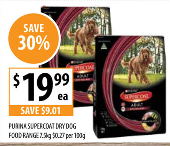 Supabarn Purina Supercoat Dry Dog Food Range 7.5kg offer