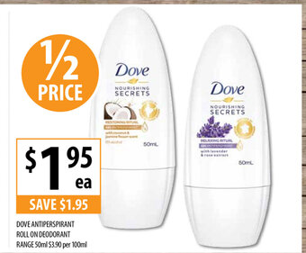 Dove Antiperspirant Roll On Deodorant Range 50ml