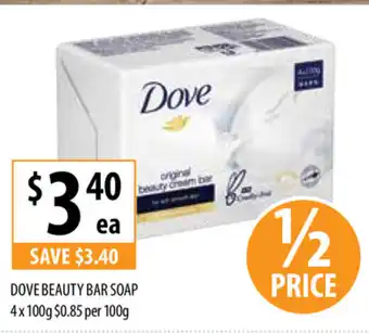 Supabarn Dove Beauty Bar Soap 4 x 100g offer