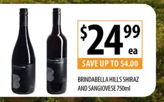 Supabarn Brindabella Hills Shiraz and Sangiovese 750mL offer