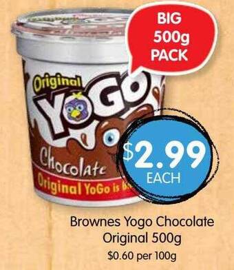 Spudshed Brownes yogo chocolate original offer