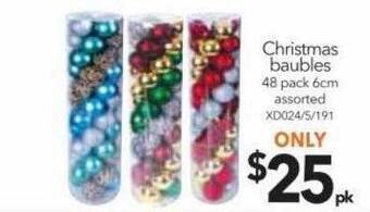 Cheap as Chips Christmas baubles offer