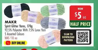Lincraft Makr spirit glitter yarns offer