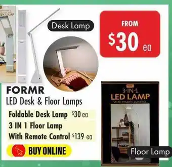Lincraft Formr led desk & floor lamps offer