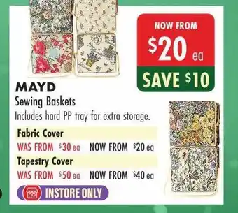 Lincraft Mayd sewing baskets offer