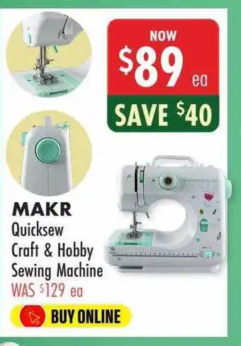 Lincraft Makr quicksew craft & hobby sewing machine offer