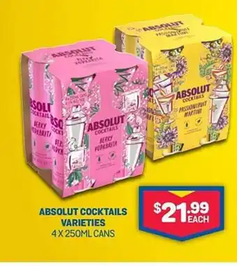Bottlemart Absolut cocktails varieties offer