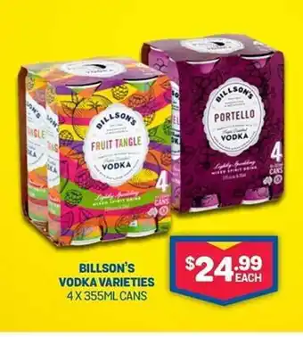 Bottlemart Billson's vodka varieties offer