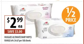 Supabarn Huggies Ultimate Baby Wipes Range 64's offer