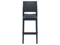 LivingStyles Siesta Ibiza Commercial Grade Resin Wicker Indoor / Outdoor Bar Stool, Anthracite offer