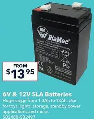 Jaycar Electronics 6v & 12v sla batteries offer