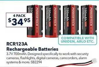 Jaycar Electronics Rcr123a rechargeable batteries offer