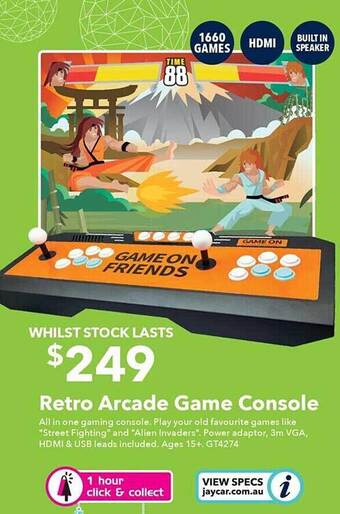 Jaycar Electronics Retro arcade game console offer