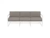 LivingStyles Siesta Mykonos Outdoor Sofa with Cushion, 3 Seater, White / Light Brown offer