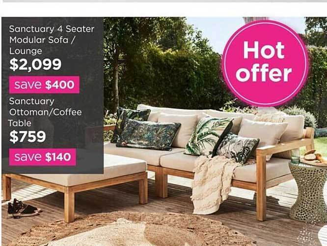 Sanctuary 4 seater modular sofalounge, sanctuary ottomancoffee table