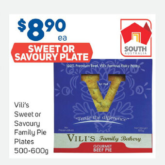 Foodland Vili's Sweet or Savoury Family Pie Plates 500-600g offer