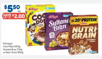 Foodland Kellogg's Coco Pops 650g, Sultana Bran 730g or Nutri-Gran 500g offer