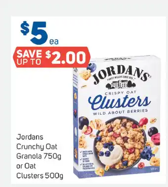 Foodland Jordans Crunchy Oat Granola 750g or Oat Clusters 500g offer