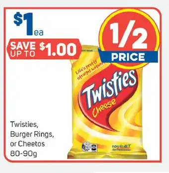 Foodland Twisties, Burger Rings, or Cheetos 80-90g offer