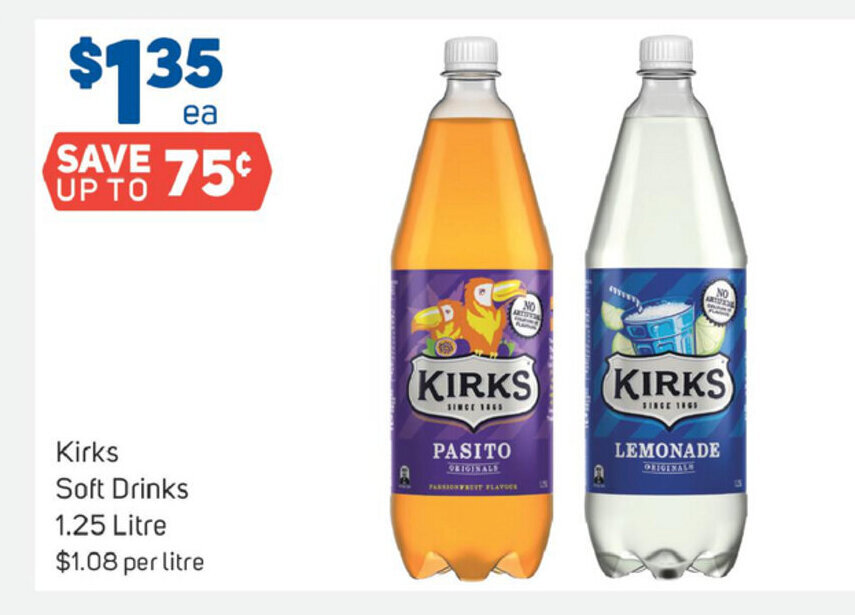 Kirks Soft Drinks 1.25 Litre offer at Foodland