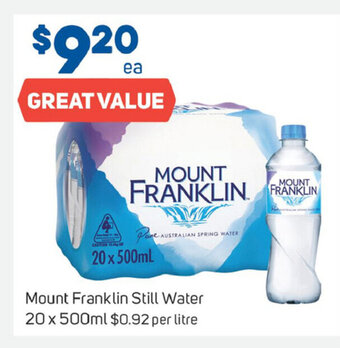 Foodland Mount Franklin Still Water 20 x 500mL offer
