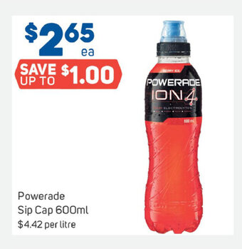 Foodland Powerade Sip Cap 600mL offer