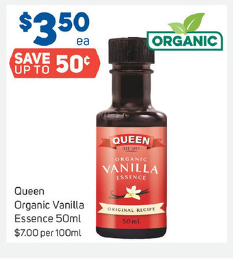Foodland Queen Organic Vanilla Essence 50mL offer