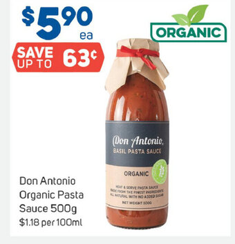 Foodland Don Antonio Organic Pasta Sauce 500g offer