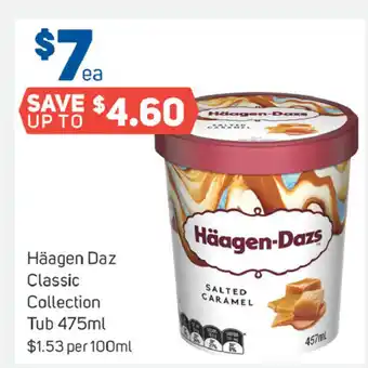 Foodland Haagen Daz Classic Collection Tub 475ml offer