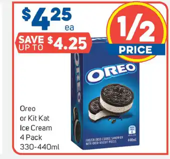 Foodland Oreo or Kit Kat Ice Cream 4 Pack 330-440ml offer