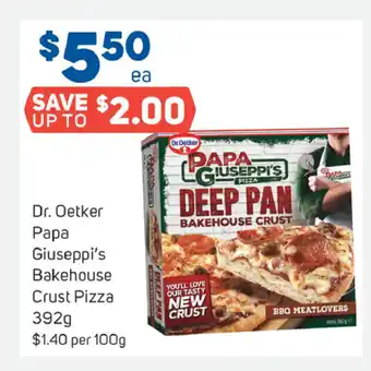 Foodland Dr. Oetker Papa Giuseppi's Bakehouse Crust Pizza 392g offer