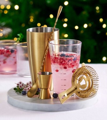 Coles Bauble & joy gold cocktail 4 piece set offer