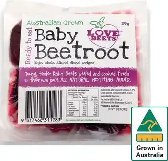 IGA Love beets baby beetroot 250g pack offer