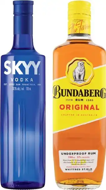 IGA Skyy vodka or bundaberg rum up 700ml offer