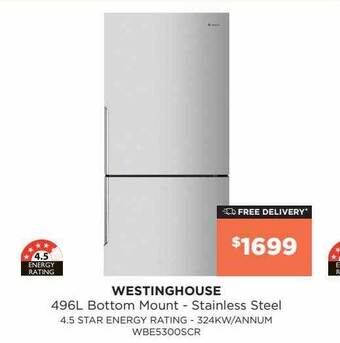 Bing Lee Westinghouse 496l bottom mount - stainless steel offer
