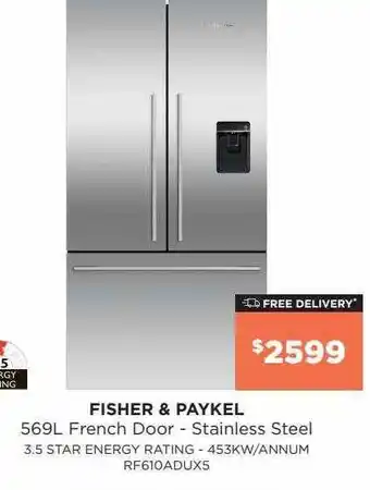 Bing Lee Fisher & paykel 569l french door - stainless steel offer