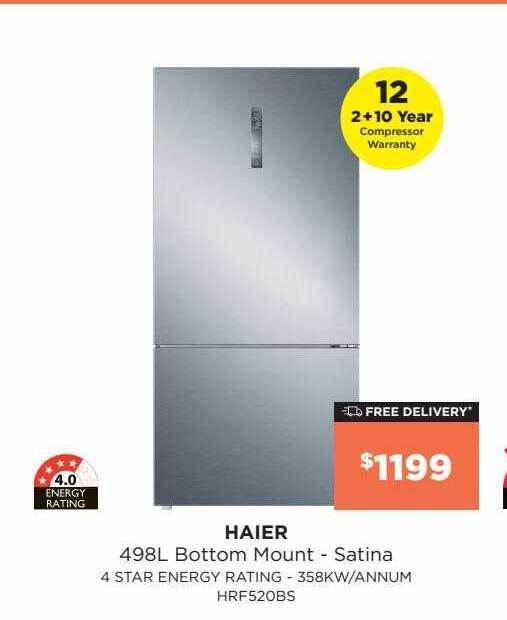 Haier 498l bottom mount satina offer at Bing Lee