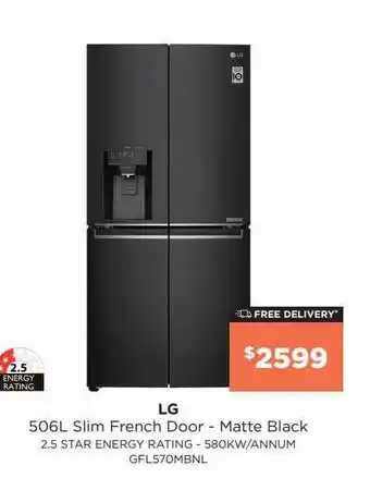 Bing Lee Lg 506l slim french door - matte black offer