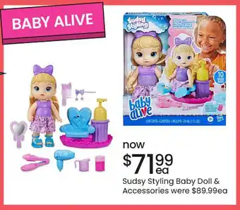 Myer Sudsy styling baby doll & accessories were offer