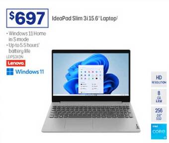 Officeworks Lenovo ideapad slim 3i 15.6 offer