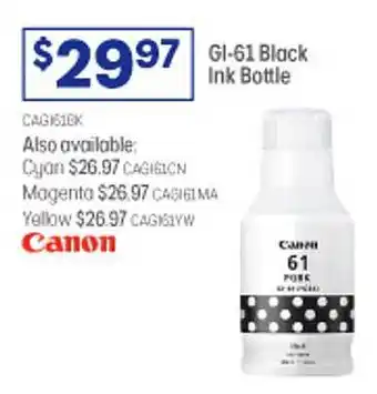 Officeworks Canon gi-61 black ink bottle offer