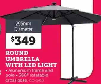 Stratco Round Umbrella With LED Light 295mm offer