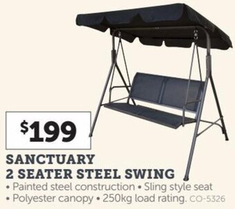 Stratco Sanctuary 2 Seater Steel Swing offer