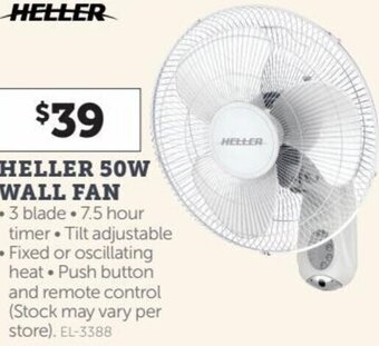 Stratco Heller 50W Wall Fan offer