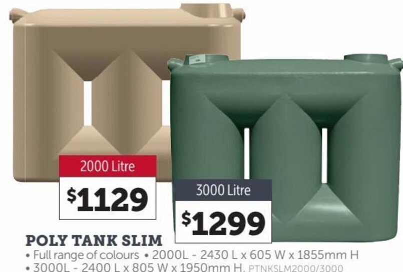 Poly Tank Slim 3000 Litre offer at Stratco
