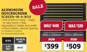 Stratco Aluminium Quickscreen Screen-in-a-Box 2400 x 1800mm offer