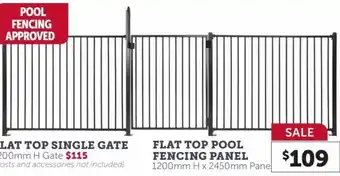 Stratco Flat Top Pool Fencing Panel 1200mm H x 2450mm offer